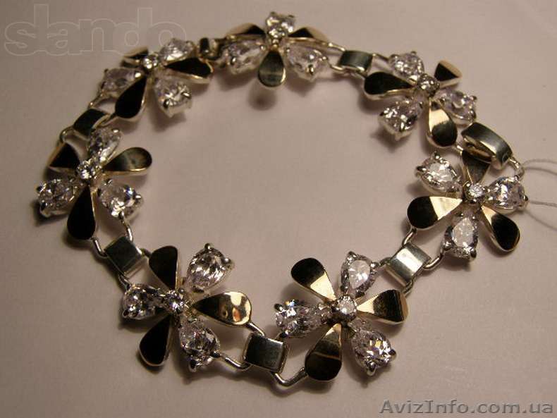 Браслет серебряно золотой со вставками фианита. - <ro>Изображение</ro><ru>Изображение</ru> #1, <ru>Объявление</ru> #875090