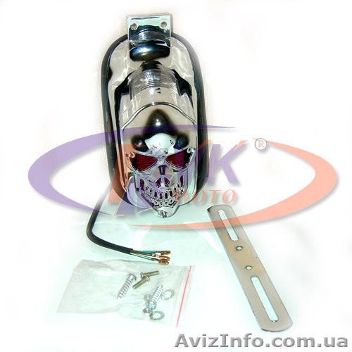 Стоп фонарь Череп хромированный тюнинг на мотоцикл - <ro>Изображение</ro><ru>Изображение</ru> #1, <ru>Объявление</ru> #1014374