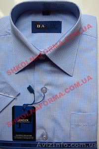 Рубашка для мальчика голубая в клетку с коротким рукавом - <ro>Изображение</ro><ru>Изображение</ru> #1, <ru>Объявление</ru> #1114950