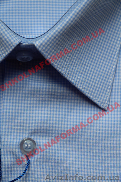 Рубашка для мальчика голубая в клетку с коротким рукавом - <ro>Изображение</ro><ru>Изображение</ru> #2, <ru>Объявление</ru> #1114950
